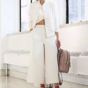 Aritzia Wilfred Poussin Bomber Jacket, off-white (bone / birch), large